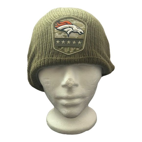 Youth New Era NFL Denver Broncos Army Green Winter Hat - Picture 1 of 4
